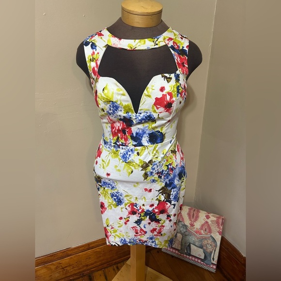 Sarah La Floral Made In USA Bodycon 90s Women’s size L - Picture 1 of 9